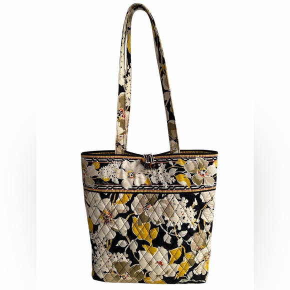 Vera Bradley Floral Quilted Tote Bag Purse with Matching kiss me lock Pouch SET - Picture 8 of 12